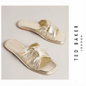 Ted Baker London Gold Leather Knotted Sandals